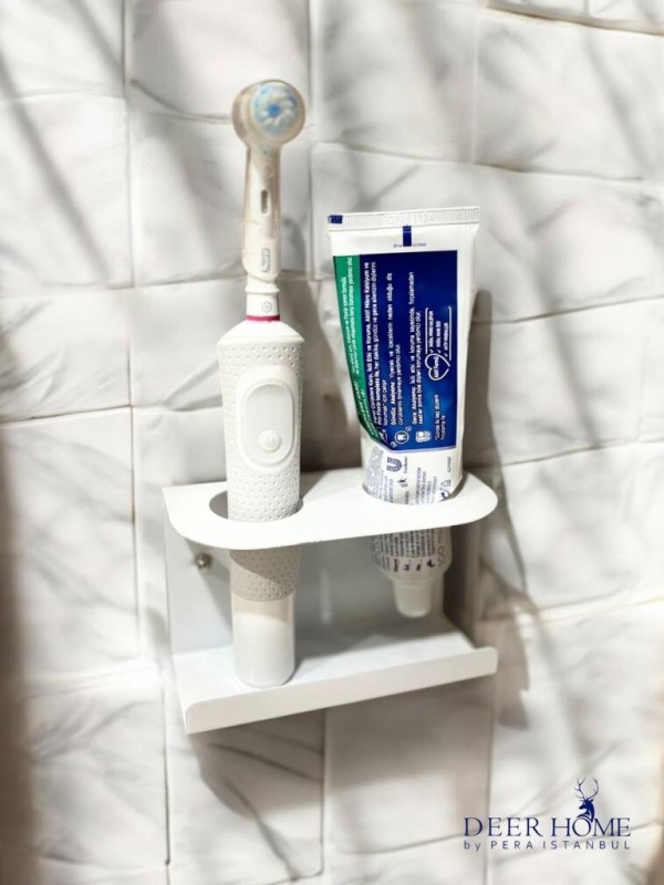 Duvara Monte Edilebilen Şarjlı ve Pilli Diş Fırçası ve Diş Macunu Tutucu Düzenleyici Metal Stand