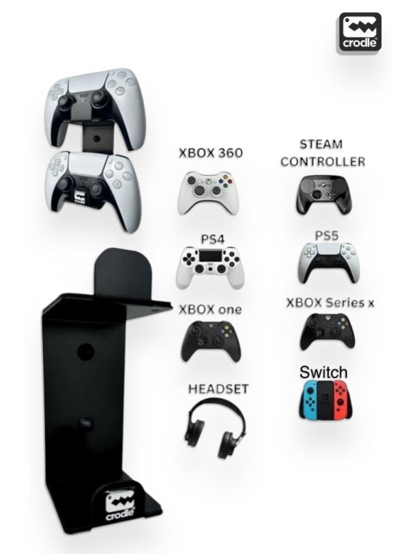 Duvara Monte Edilebilen Siyah Gaming Ps4 Ps5 Xbox Joystick Controller Tutucu Ve Kulaklık Standı