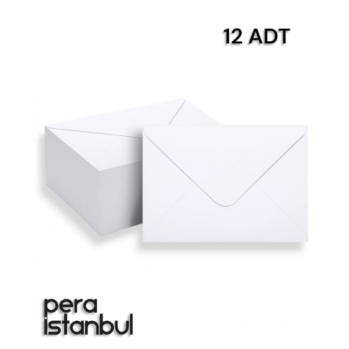 12 Adet Beyaz Zarf 11x22 Cm 