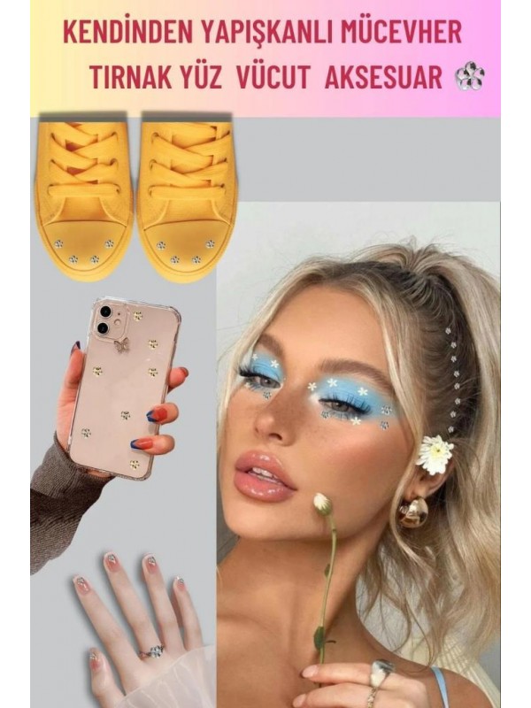 Kendinden Yapışkanlı Sticker Mücevher 100 Adet Işıltılı Tırnak Yüz Ve Vücut Taş Mücevher Çıkartma
