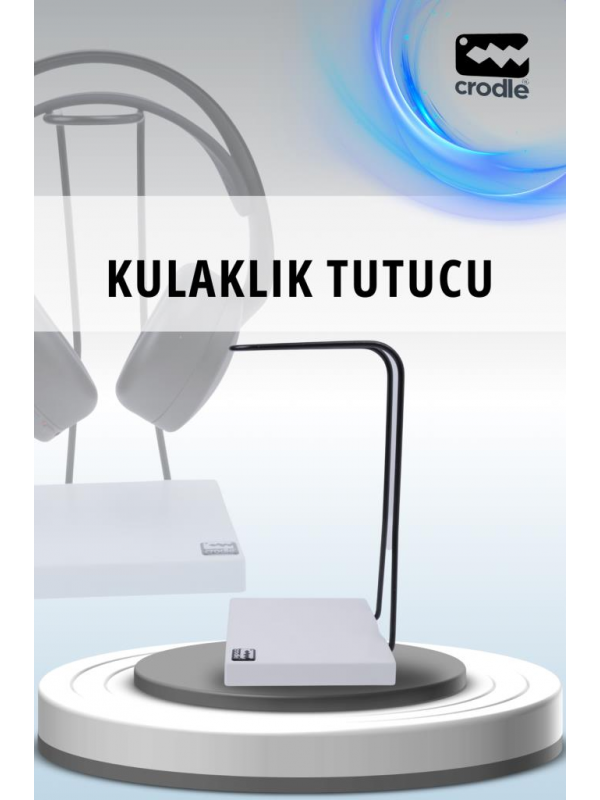 Mat Siyah Kaymaz Beyaz Tabanlı Askı Aparatlı Stant Kulaküstü Gaming Oyuncu Kulaklık Tutucu Standı