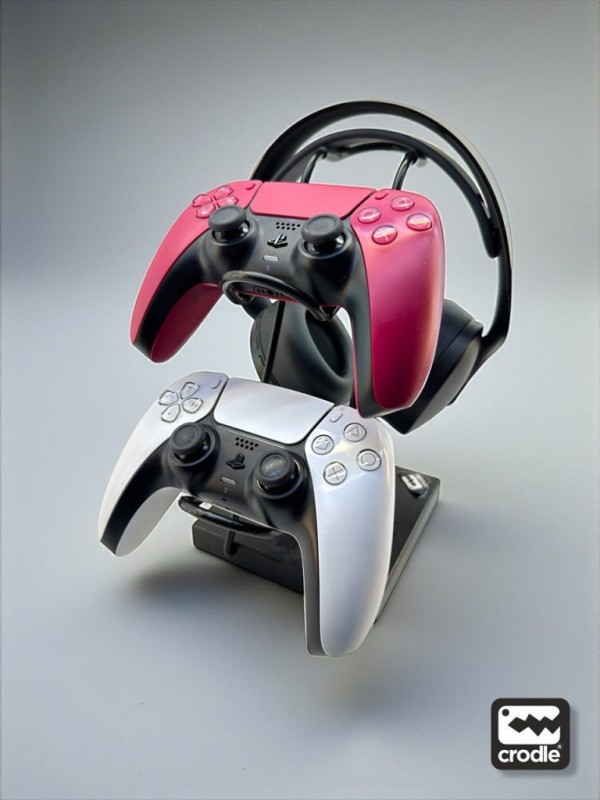 Siyah Ahşap ve Siyah Metal Gaming PS4 PS5 Xbox Joystick Controller Tutucu ve Kulaklık Dikey Standı