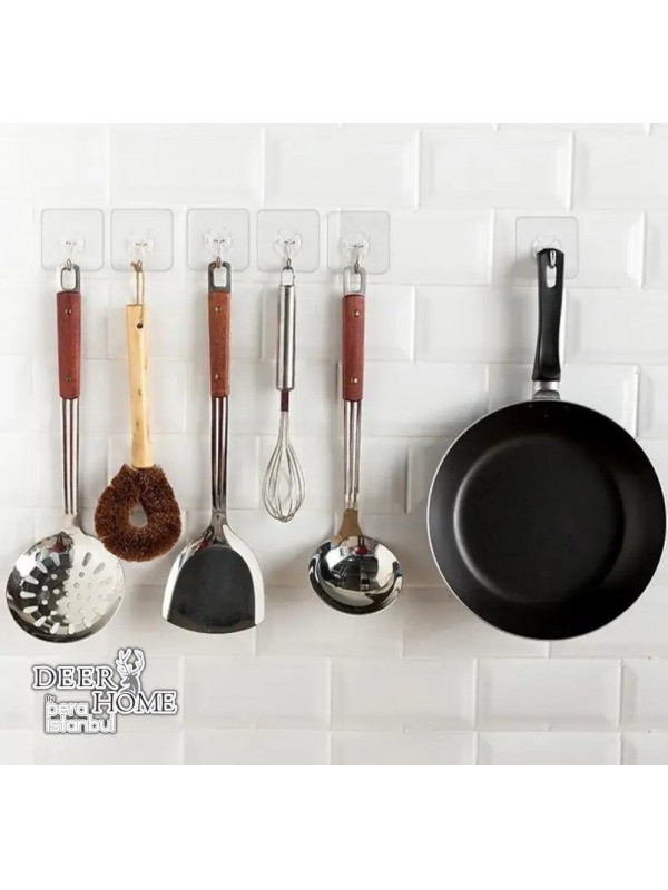 Süper Güçlü Şeffaf Mutfak Banyo Kancası Çerçeve Askısı Kendinden Yapışkanlı Şeffaf Yapışkan