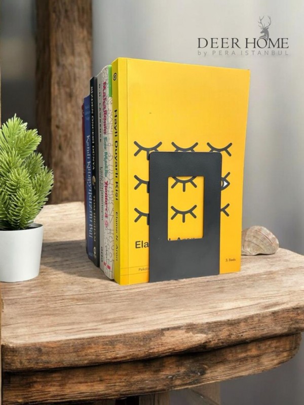 2 Adet Siyah Renk 12x13x8 Metal Kitap Desteği - Kitap Tutucu - Ev Ve Ofis Dekoratif Aksesuar