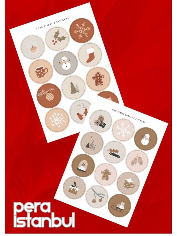 24 Adet 40mm Yılbaşı Hediye Kartı Etiketleri Yeni Yıl Hediye Paketi Sticker Seti